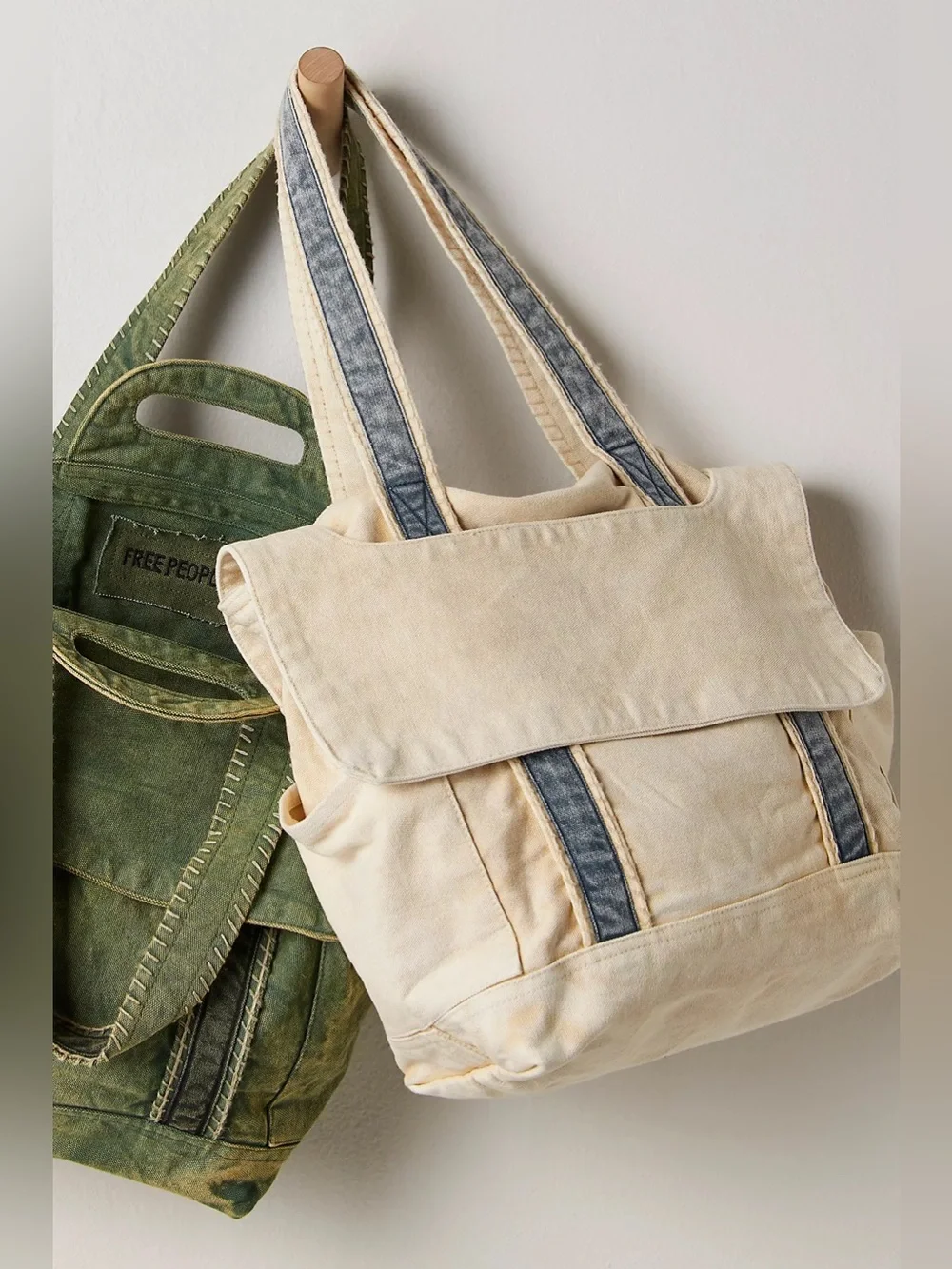 Free People Cordes Canvas Tote Bag Natural